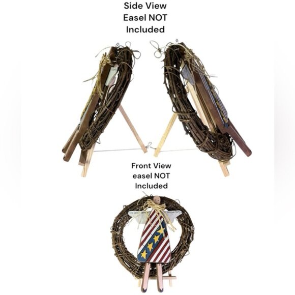 SOLD ! Angel Grapevine Wreath Americana Hand Made Primitive Patriotic  America - Picture 9 of 16